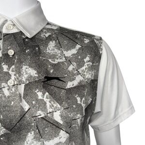 Slazenger Mens Golf Polo Shirt White Black‎ Graphic Print Short Sleeve Size S